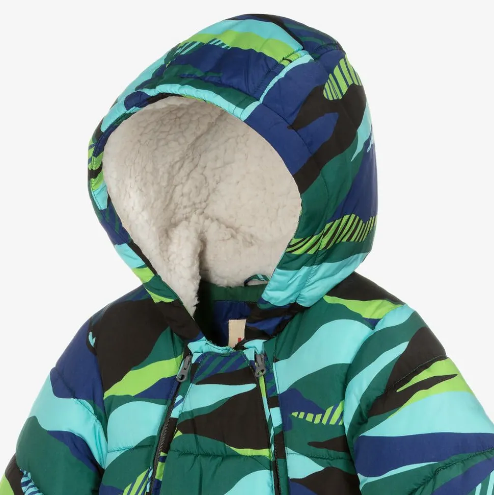 Baby Boys Green & Blue Puffer Snowsuit