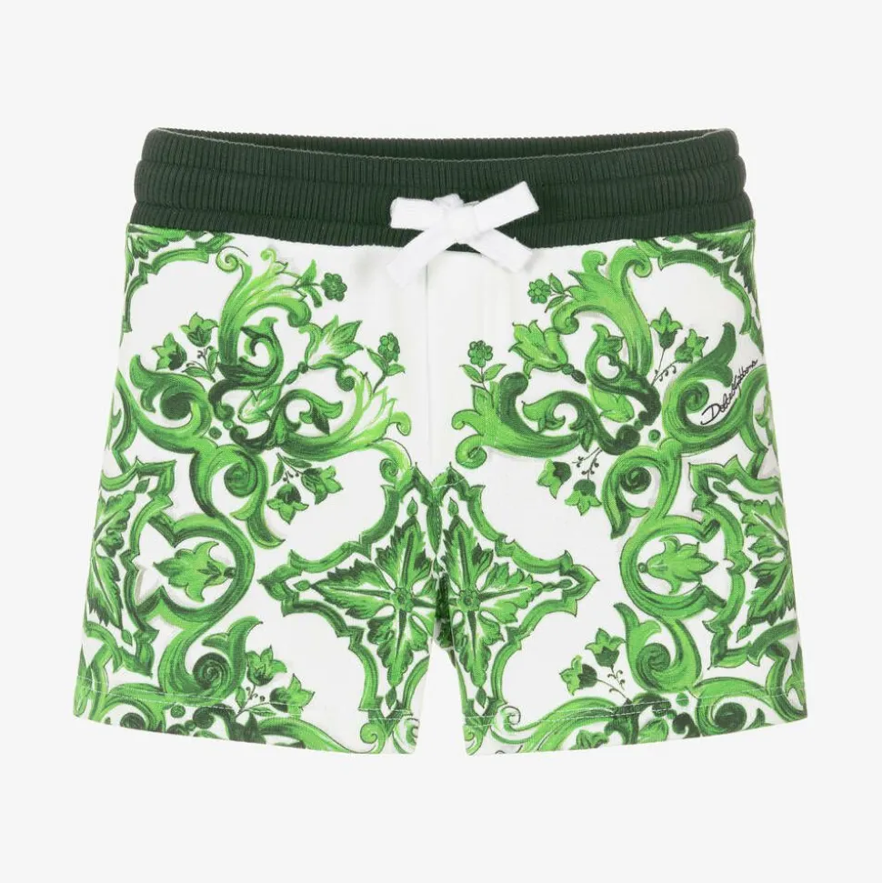 Baby Boys Green Cotton Majolica Shorts