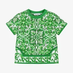 Baby Boys Green Cotton Majolica T-Shirt
