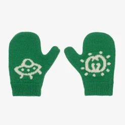 Baby Boys Green Wool Mittens