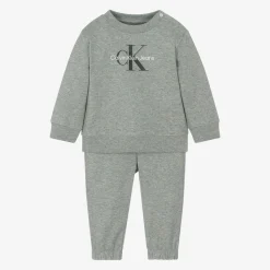Baby Boys Grey Cotton Monogram Tracksuit