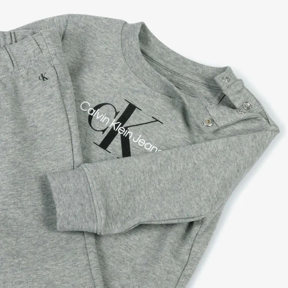 Baby Boys Grey Cotton Monogram Tracksuit