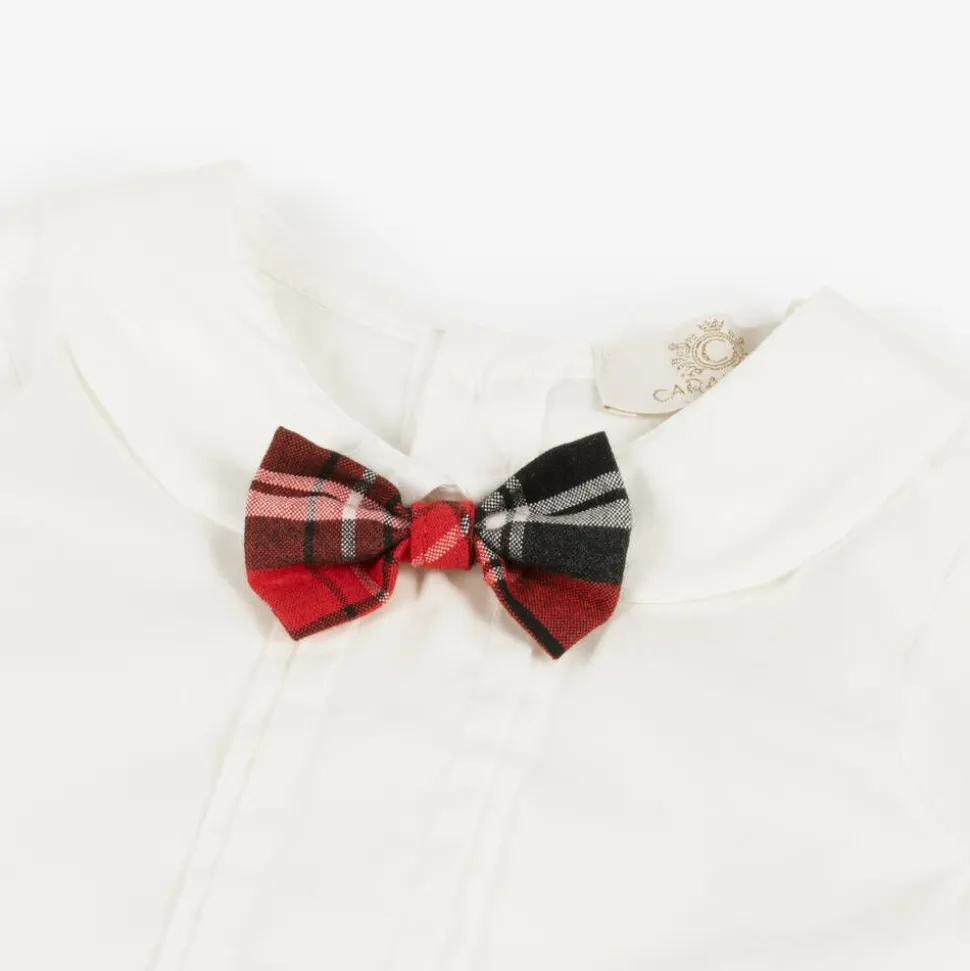 Baby Boys Ivory & Red Tartan Shorts Set