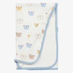 Baby Boys Ivory Cotton Bear Talk Blanket (73cm)