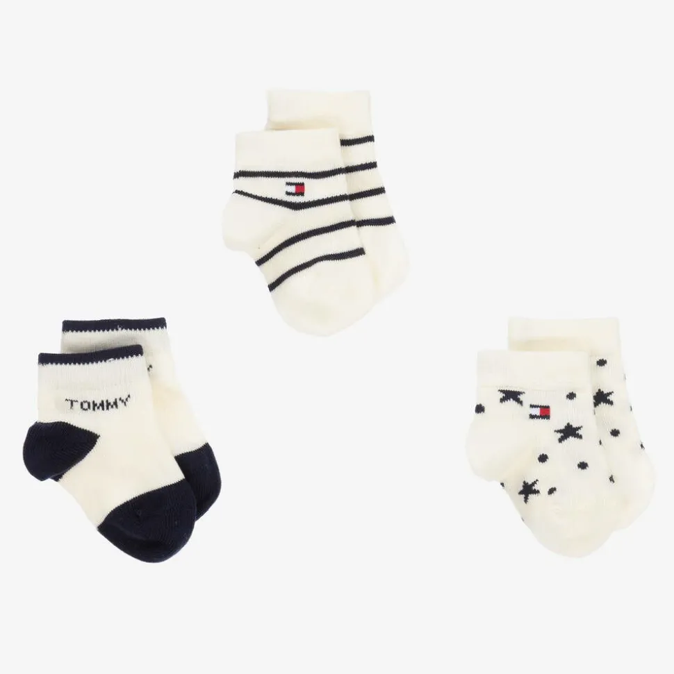 Baby Boys Ivory Cotton Socks (3 Pack)