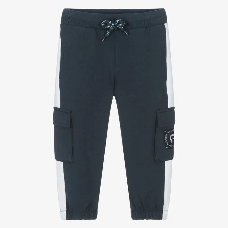 Baby Boys Navy Blue Cotton Cargo Joggers