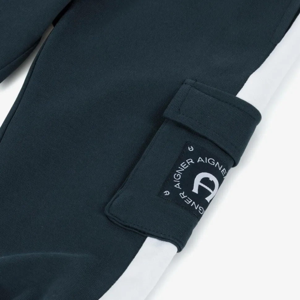 Baby Boys Navy Blue Cotton Cargo Joggers