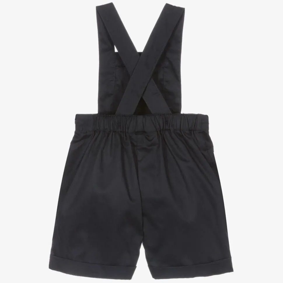 Baby Boys Navy Blue Cotton Dungaree Shorts