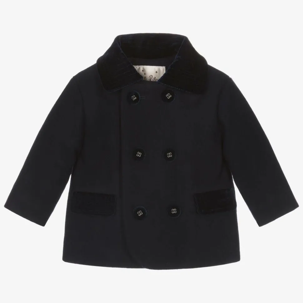 Baby Boys Navy Blue Double Breasted Coat