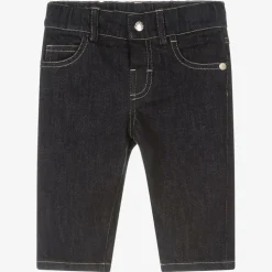 Baby Boys Navy Blue Embroidered Denim Jeans