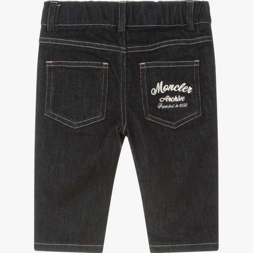 Baby Boys Navy Blue Embroidered Denim Jeans