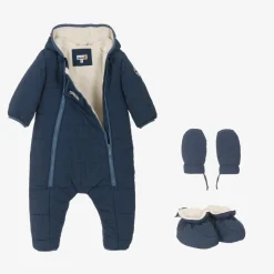 Baby Boys Navy Blue Padded Snowsuit