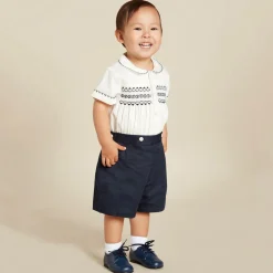 Baby Boys Navy Blue Smocked Buster Suit