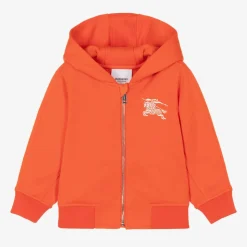 Baby Boys Orange Cotton Zip-Up Hoodie