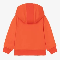 Baby Boys Orange Cotton Zip-Up Hoodie