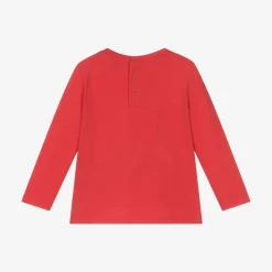 Baby Boys Red Cotton Cartoon Logo Top