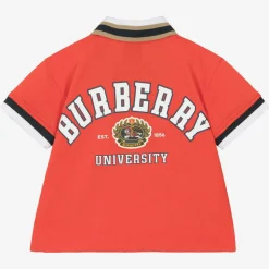 Baby Boys Red Cotton Varsity Polo Shirt