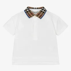 Baby Boys White Check Polo Shirt