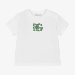 Baby Boys White Cotton DG Logo T-Shirt