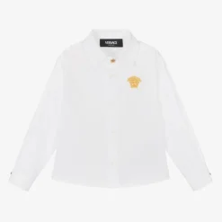 Baby Boys White Cotton Medusa Shirt