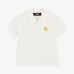 Baby Boys White Cotton Polo Shirt
