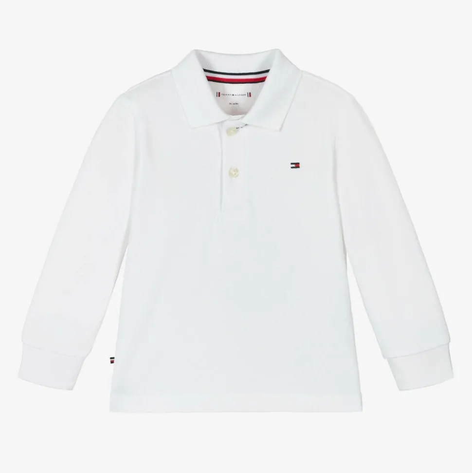Baby Boys White Cotton Polo Shirt