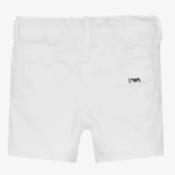 Baby Boys White Cotton Shorts