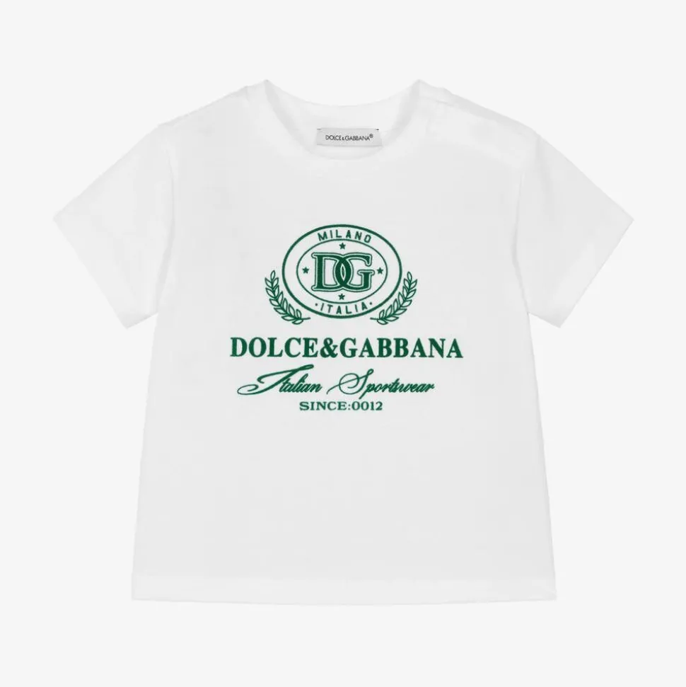 Baby Boys White Cotton T-Shirt