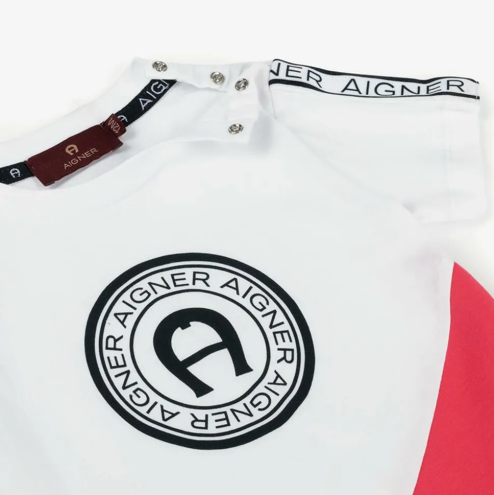 Baby Boys White Cotton T-Shirt