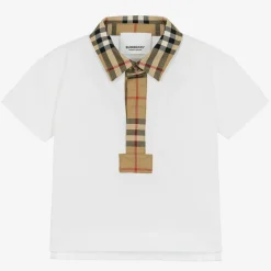 Baby Boys White Vintage Check Polo Shirt