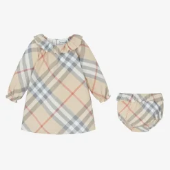 Baby Girls Beige Check Dress
