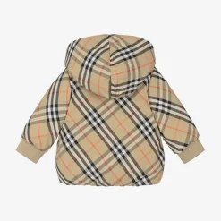 Baby Girls Beige Check Reversible Down Jacket
