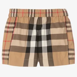 Baby Girls Beige Check Shorts