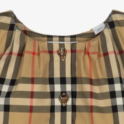 Baby Girls Beige Cotton Check Blouse