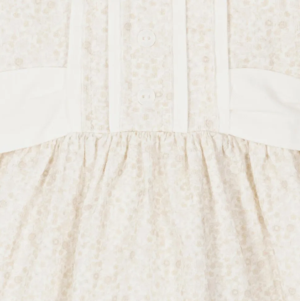 Baby Girls Beige Cotton Floral Dress