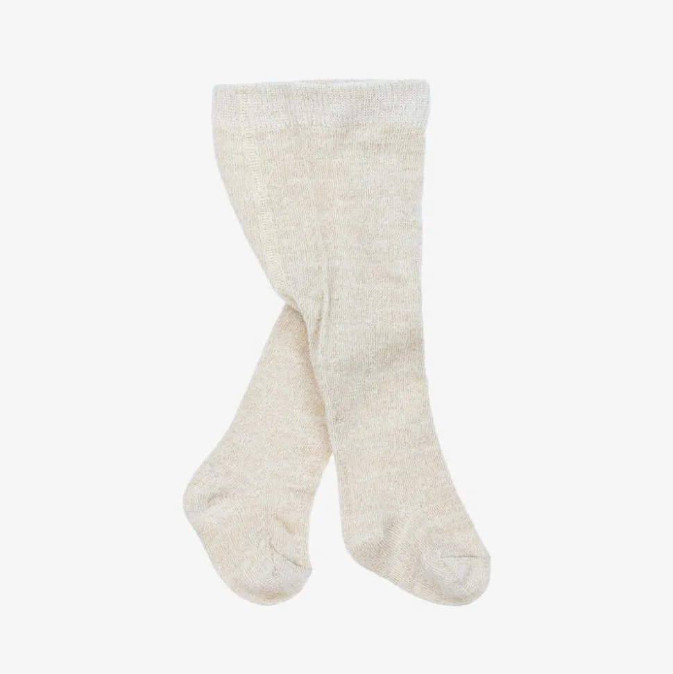 Baby Girls Beige Cotton Glitter Tights