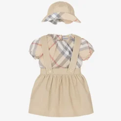Baby Girls Beige Cotton Skirt Set