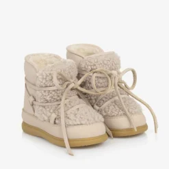 Baby Girls Beige Faux Fleece & Nubuck Boots