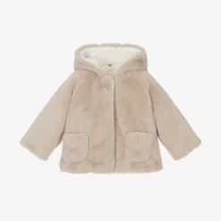 Baby Girls Beige Faux Fur Coat