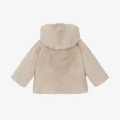 Baby Girls Beige Faux Fur Coat
