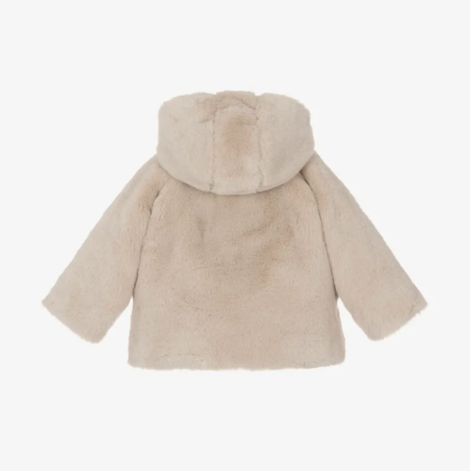 Baby Girls Beige Faux Fur Coat
