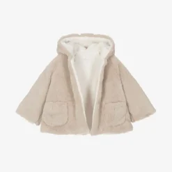 Baby Girls Beige Faux Fur Coat