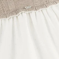 Baby Girls Beige Knit & Organza Dress
