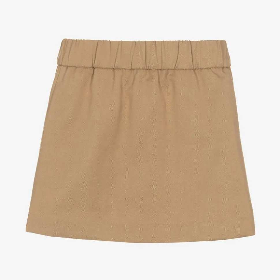 Baby Girls Beige Pleated Twill Skirt