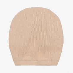 Baby Girls Beige Ribbed Cotton Turban
