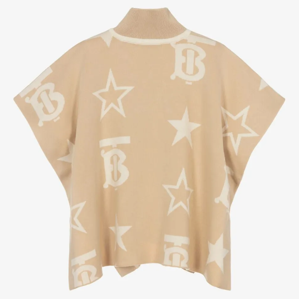 Baby Girls Beige TB Logo Knitted Cape