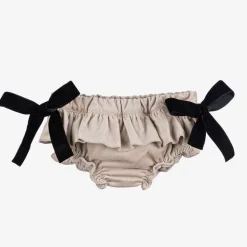 Baby Girls Beige Velvet Bloomer Shorts