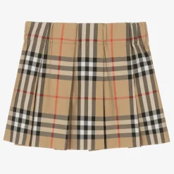 Baby Girls Beige Vintage Check Pleated Skirt