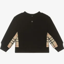 Baby Girls Black Cotton Check Sweatshirt