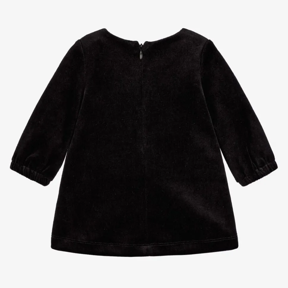 Baby Girls Black Velour Hearts Dress